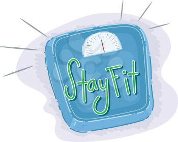 Illustration of a Weighing Scale Encouraging People to Stay Fit
