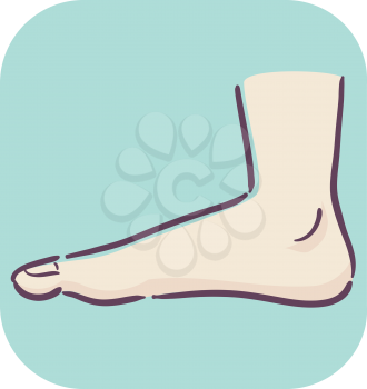 Illustration of a Flat Footed Feet. Feet with a Low Arch