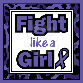 Royalty Free Clipart Image of a Fight Like a Girl Slogan With a Purple Cheetah Flame