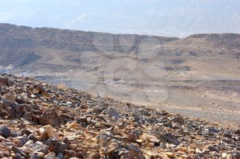 Royalty Free Photo of Stones of Makhtesh Ramon, a Unique Crater in Israel