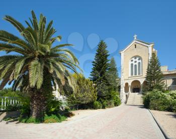 Royalty Free Photo of a Walkway to a Church in Latrun Israel