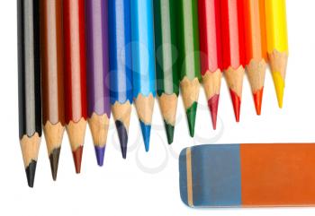 Royalty Free Photo of Pencil Crayons and an Eraser