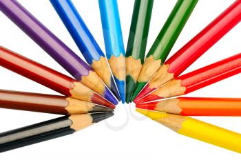 Royalty Free Photo of a Set of Coloured Pencils in a Semi Circle