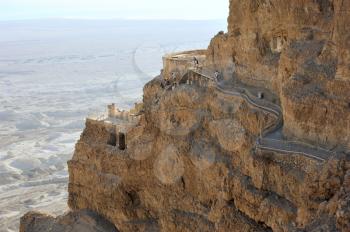 Fortress Masada in Israel, road to the North Palace.