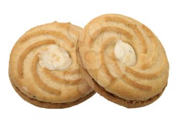 Several pieces of brown sweet cookies, isolated