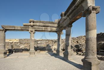 Royalty Free Photo of the Remains of Ancient Buildings in the Korazim National Park, Israel.