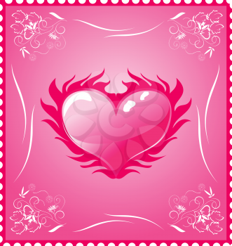 Illustration romantic stamp for Valentine's day - vector