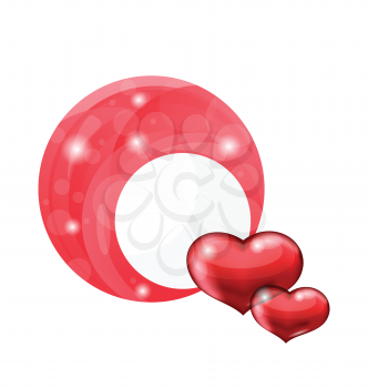 Illustration Valentine's day bubble with red hearts - vector