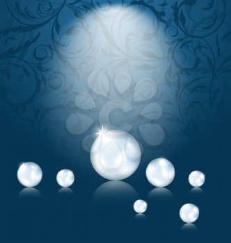 Illustration luxury dark background with pearl reflect - vector