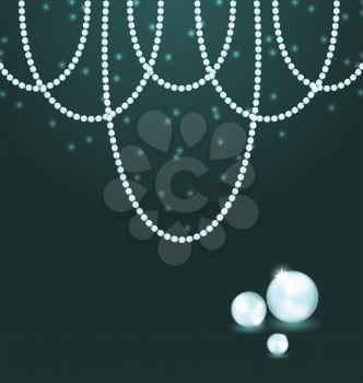 Illustration cute dark background with pearls - vector