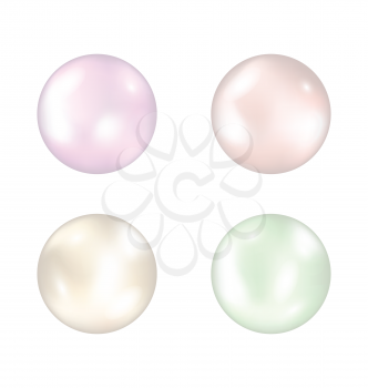 Illustration set of colorful pearls isolated on white background - vector