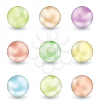 Illustration group of colorful pearls isolated on white background - vector