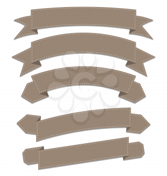 Illustration set leather ribbons, various forms - vector