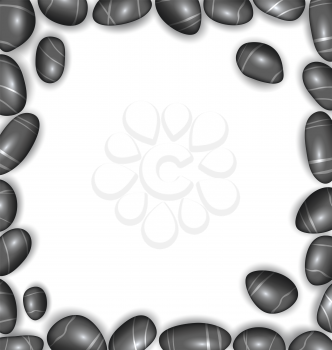 Illustration Border Made Sea Pebbles, Copy Space for Your Text - Vector