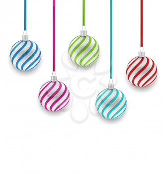 Illustration Colorful Striped Glass Balls Isolated on White Background - Vector