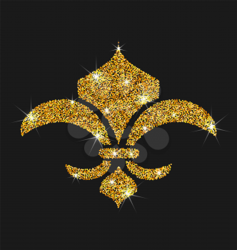 illustration Icon of Fleur de Lis with Glitter Surface. Shimmering Object on Black Background - Vector