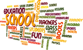 School Word Cloud Bubble Tag Tree Vector