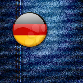Germany Bright Colorful Badge on Denim Fabric Texture Vector