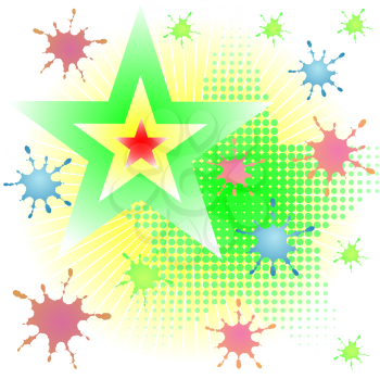 Royalty Free Clipart Image of a Star and Spatter Background