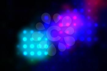 illustration of blurred neon disco light dots pattern on dark background