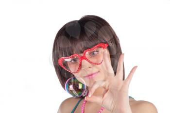 portrait of young woman wearing funny eyeglasses