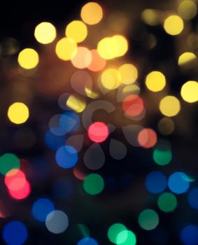 Christmas wallpaper. Abstract circular bokeh background of Christmaslights