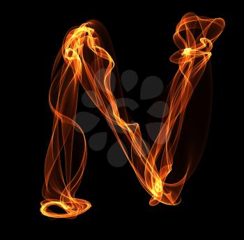 Royalty Free Clipart Image of a Letter N in Fire