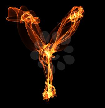 Royalty Free Clipart Image of a Letter Y in Fire