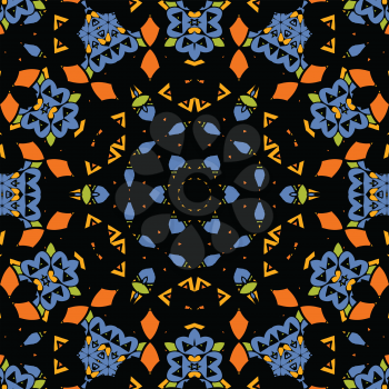 Vector seamless pattern. Oriental mandala endless tribal motif.