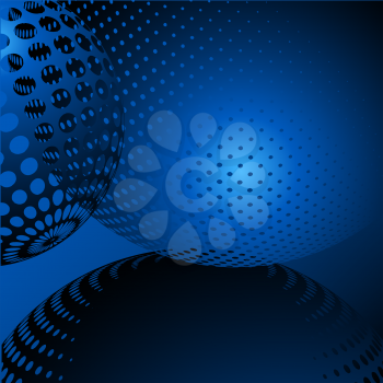 Royalty Free Clipart Image of an Abstract Background Illustration of Blue Spheres