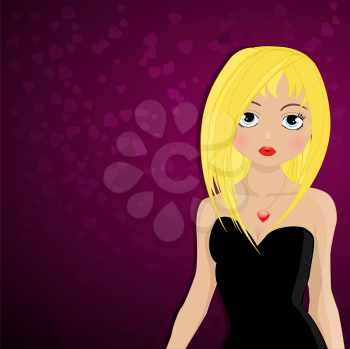 Royalty Free Clipart Image of a Cute Manga Style Girl With Blond Hair