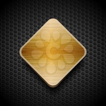 Royalty Free Clipart Image of a Brushed Metal Background With a Gold Diamond