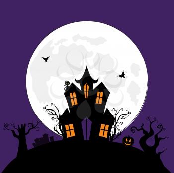 Halloween Spooky House Vector Background 