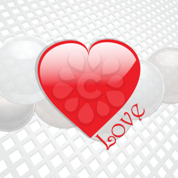 Red Heart and Text over a White 3D Background with Spheres 