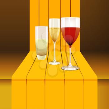 Wine Glasses over a 3D Step Background