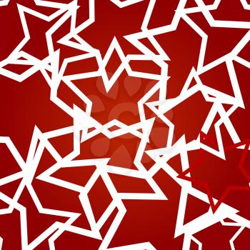 Festive Christmas Abstract Background with Outlined Stars Over Red 