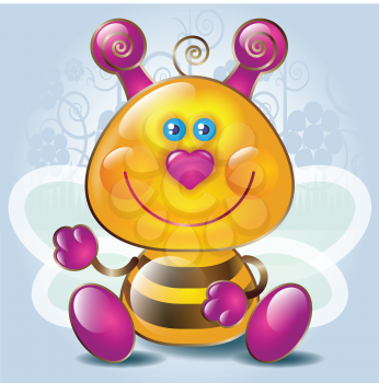 Royalty Free Clipart Image of a Cartoon Bee