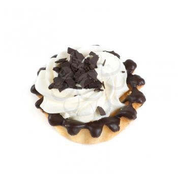 fresh chocolate cupcake isolated on white and cherry