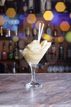 Royalty Free Photo of a Banana Cocktail on the Bar