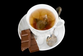 Royalty Free Photo of a Cup of Tea and Chocolate