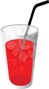 Vector illustration of red drink with pipe