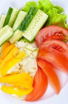 Vegetables mix of tomato, cucumber, salad, cabbage and pepper