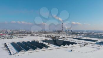 Thermal power plant. Beauty winter sunny day.