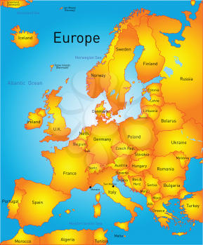 Vector map of europe continent