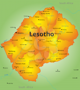 Vector color map of Lesotho country