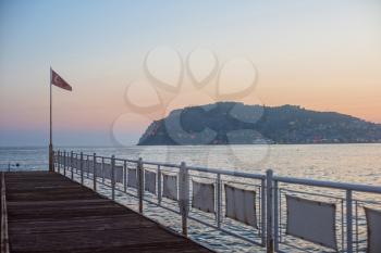 Alanya city, view from the beach, one of the famous destinations in Turkey