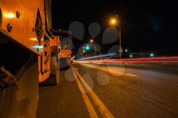 repairing the road in the night city