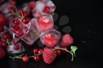 Fresh frozen berries raspberry and red currant