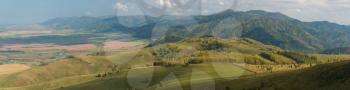 Beauty day in the mountains in Altay, panoramic picture