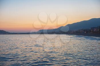 Alanya city, view from the beach, one of the famous destinations in Turkey